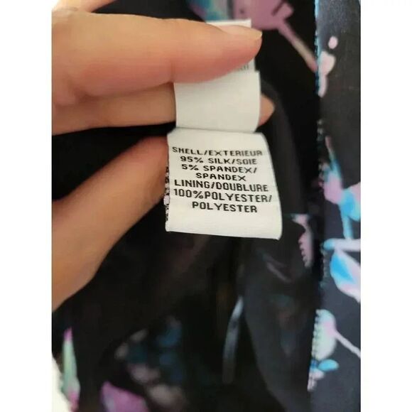 Diane von Furstenberg DVF Lexi Floral Silk Daze Sky Mauve Top Black S $298 - Picture 5 of 9